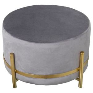 Pouf Alexandra House Living Gris Velours Bois 50 x 30 x 50 cm