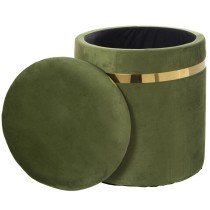 Pouffe Alexandra House Living Green Golden Velvet Wood Set 2 Pieces