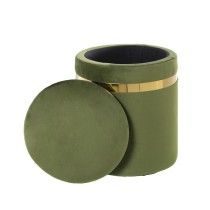 Pouffe Alexandra House Living Green Golden Velvet Wood Set 2 Pieces