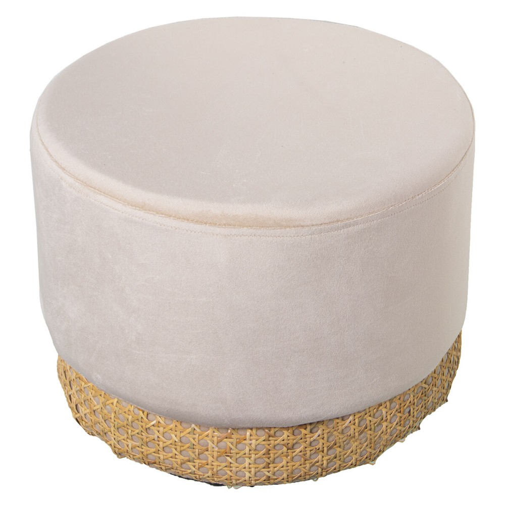 Pouffe Alexandra House Living White Velvet Wood 35 x 27 x 35 cm