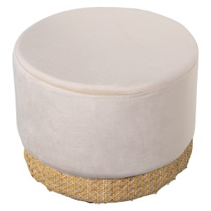 Pouf Alexandra House Living Blanc Velours Bois 35 x 27 x 35 cm