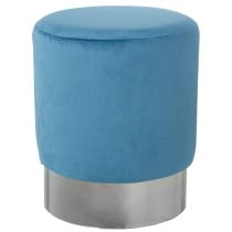 Pouf Alexandra House Living Bleu Argenté Velours Bois 10 x 42 x 35 cm