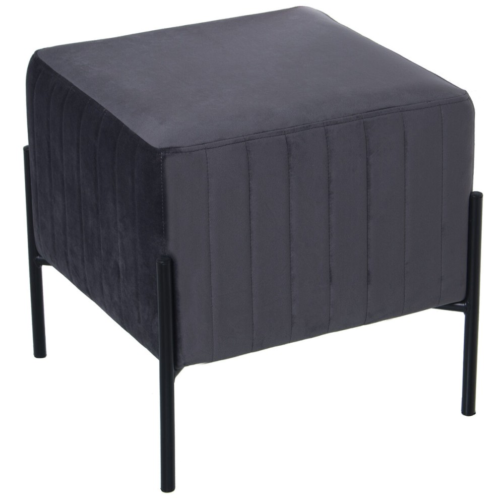 Pouffe Alexandra House Living Grey Velvet Wood 40 x 43 x 40 cm