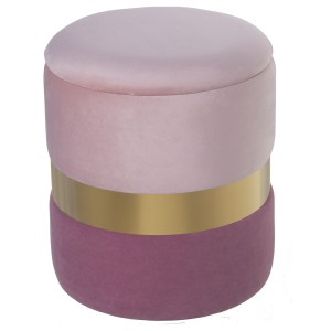 Pouf Alexandra House Living Rose Velours Bois 37 x 43 x 37 cm