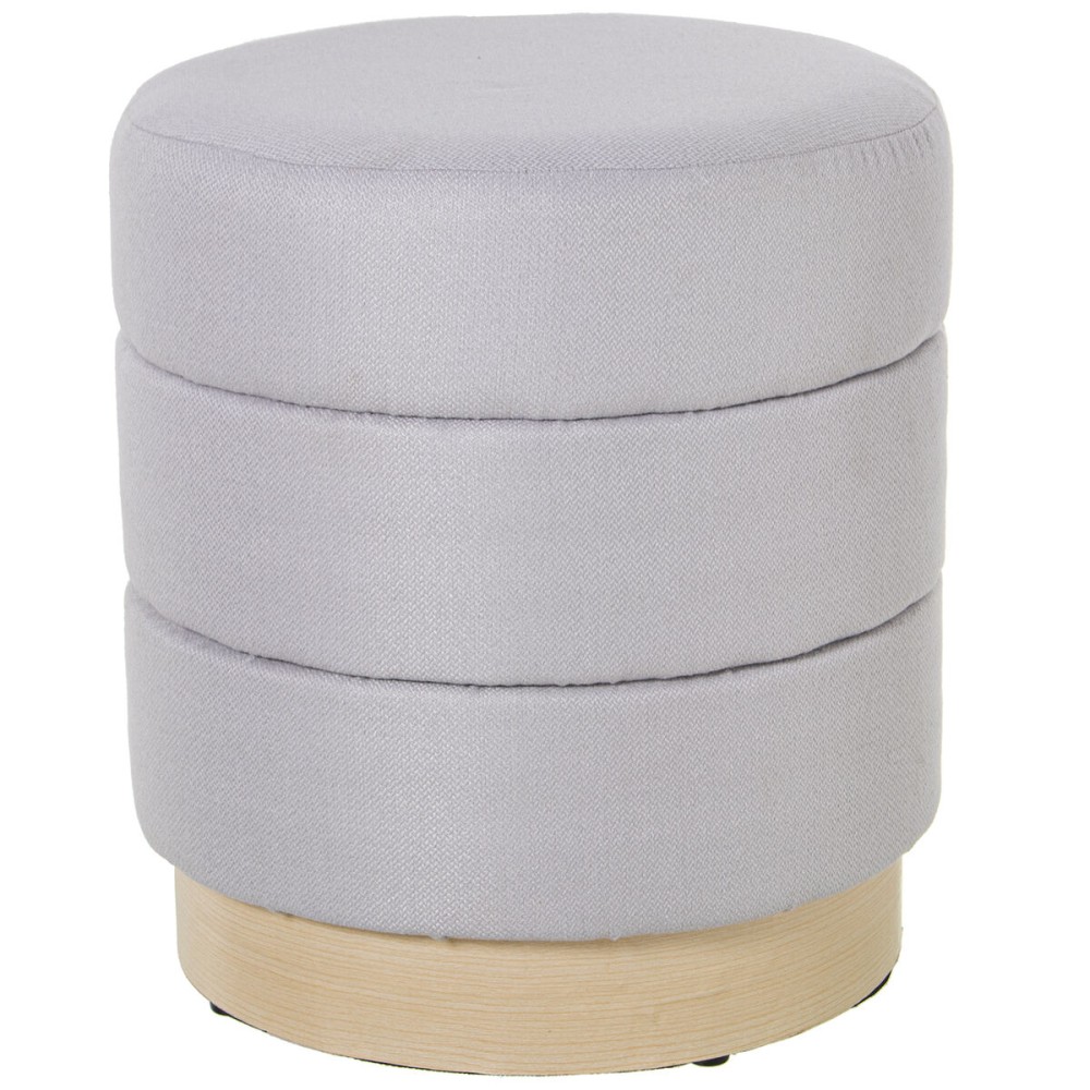 Pouffe Alexandra House Living Beige Grey Velvet Wood 39 x 44 x 39 cm