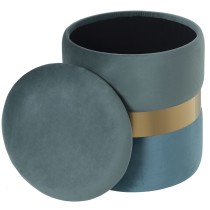 Pouffe Alexandra House Living Blue Green Velvet Wood 37 x 43 x 37 cm