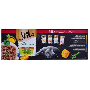 Katzenfutter Sheba Nature's Collection Mix Huhn Lachsfarben Thunfisch Truthahn 40 x 85 g