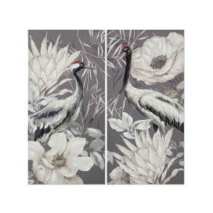 Set of 2 pictures Romimex Canvas Heron 60 x 120 x 3 cm