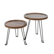 Tables set Romimex Brown Black Wood Metal 2 Pieces