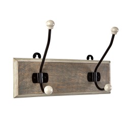 Wall mounted coat hanger Romimex Natural Wood Metal Ceramic 28 x 17 x 10 cm