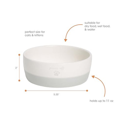 Pearhead Ceramic Bowl, Holds 2 Cups, Cute Whisker-Friendly Dish with Cat Face Design, Non-Slip, Microwave and Dishwasher Safe, Small/Medium
