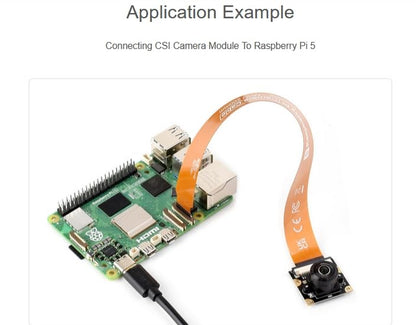Official CSI FPC Flexible Cable Compatible with Raspberry Pi 5, 22Pin to 15Pin, Suitable for CSI Camera Modules, 500MM/50CM/1.64 FT