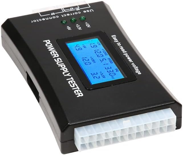 PC Power Supply Diagnostic LCD Computer Testing Device Computer 20/24 4/6/8 Pin Supply Tester for SATA, IDE, HDD, ATX, ITX, Byi Plug
