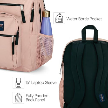 JanSport Laptop-Rucksack – Computertasche mit 2 Fächern, ergonomischen Schultergurten, 15-Zoll-Laptopfach, Tragegriff – Bücherrucksack – Erdbeer-Dusche 