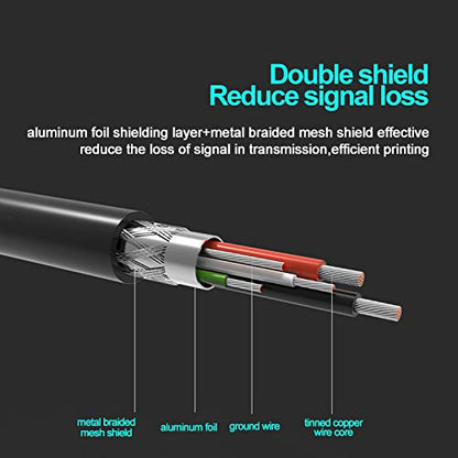 Printer to Computer USB Scanner Cable High Speed A Male to B Male Cord Compatible with HP, Canon, Dell, Epson, Lexmark, Xerox, Samsung and More (10FT)