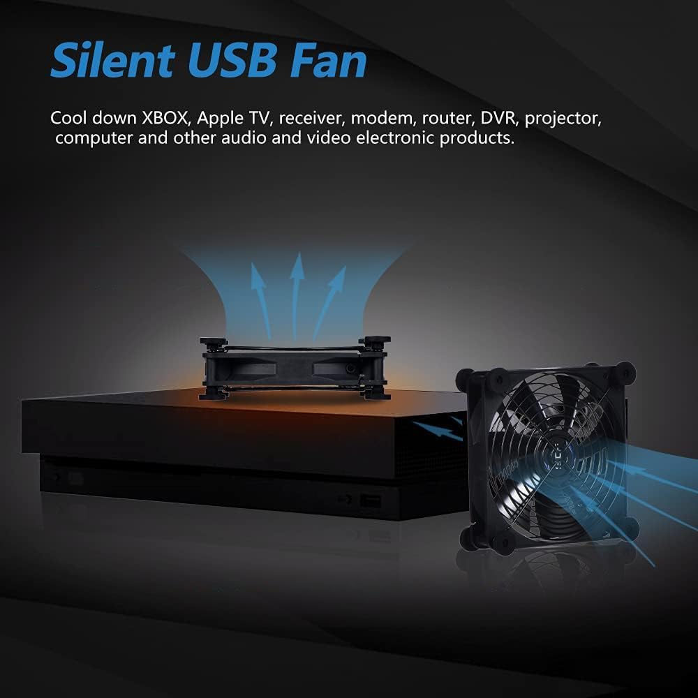 Quiet 80mm USB Fan, 5V USB Portable Cooling Fan for Flat Panel Xbox DVR PlayStation Router TV Receiver Computer Cabinet Cooler
