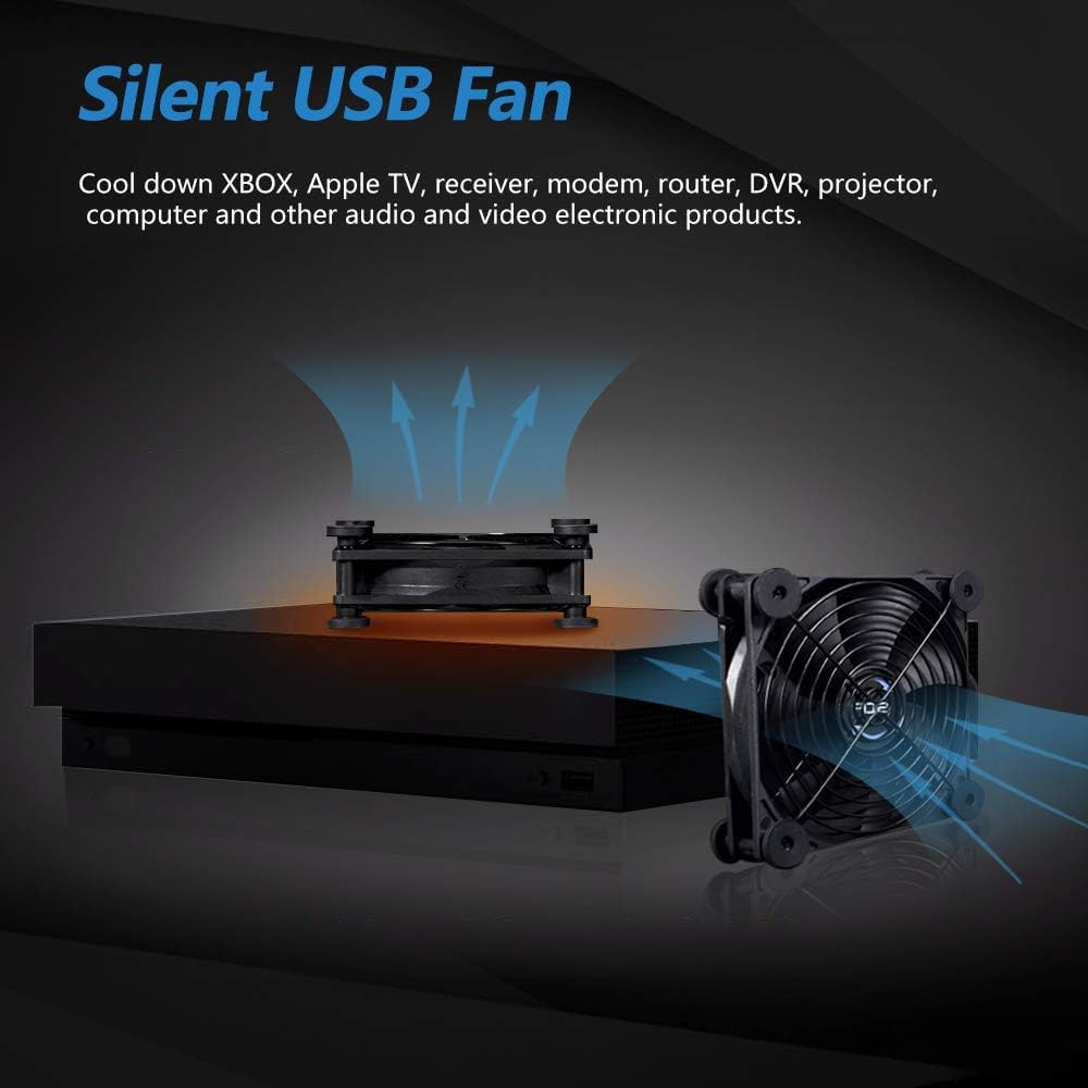 Quiet 80mm USB Fan, 5V USB Portable Cooling Fan for Flat Panel Xbox DVR PlayStation Router TV Receiver Computer Cabinet Cooler