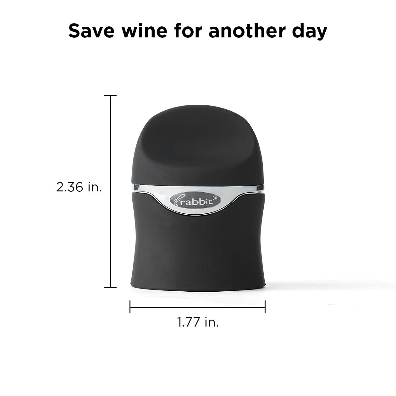 Rabbit Champagne and Wine Sealer, Airtight Wine and Champagne Stopper, Keeps Bubbles Fresh Longer, Easy to Use, Velvet Black, Essential Bar Tool