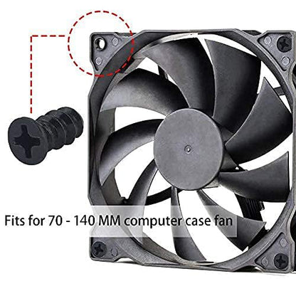 Persberg 100pcs Computer Cooling Fan Mount Screws, M5x10 Black - Fits 70mm to 140mm Fans