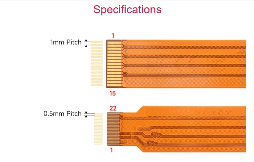 Official CSI FPC Flexible Cable Compatible with Raspberry Pi 5, 22Pin to 15Pin, Suitable for CSI Camera Modules, 500MM/50CM/1.64 FT
