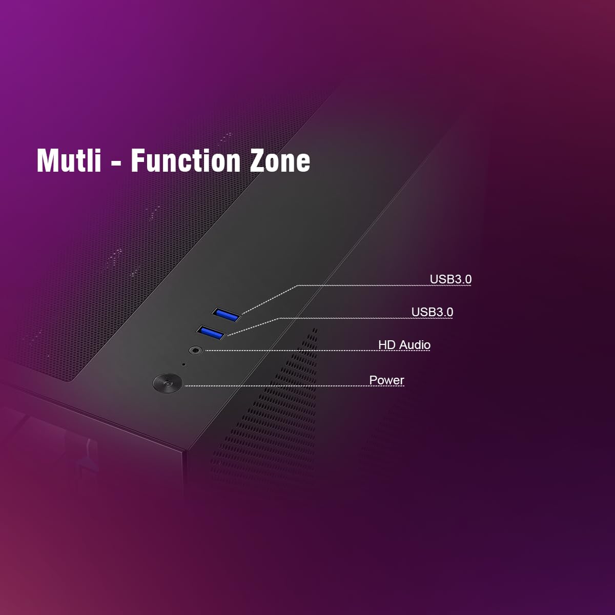 RUIX OV502 M-ATX Mini-Tower PC Case, Pre-Installed 3 x 120mm Prism ARGB PWM Fans, 180° Panoramic Tempered Glass Panel, USB 3.0 Ports, Compact High-Airflow Gaming Computer Case - Black