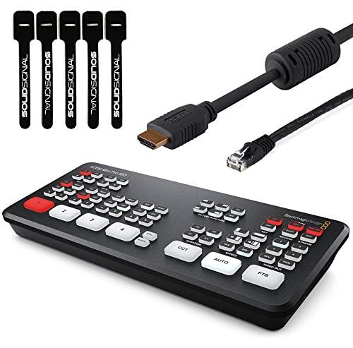 Blackmagic Design ATEM Mini Pro ISO HDMI Live Stream Switcher Bundle with 6’ HDMI Cable, 7’ Cat5e Cable, and 5-Pack of SolidSignal Cable Ties (SWATEMMINIBPRISO)