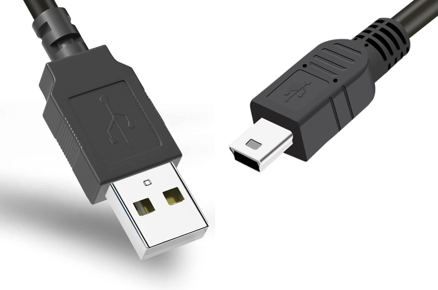 Mini-USB-Kabel für GoPro Hero 4, 3, 2, 30-90 cm (1-3 Fuß) zum Datensynchronisieren und Laden der Kamera, USB-A-auf-Mini-B-Schnellladekabel für GoPro Hero 3+ (Silber, Schwarz, Weiß)