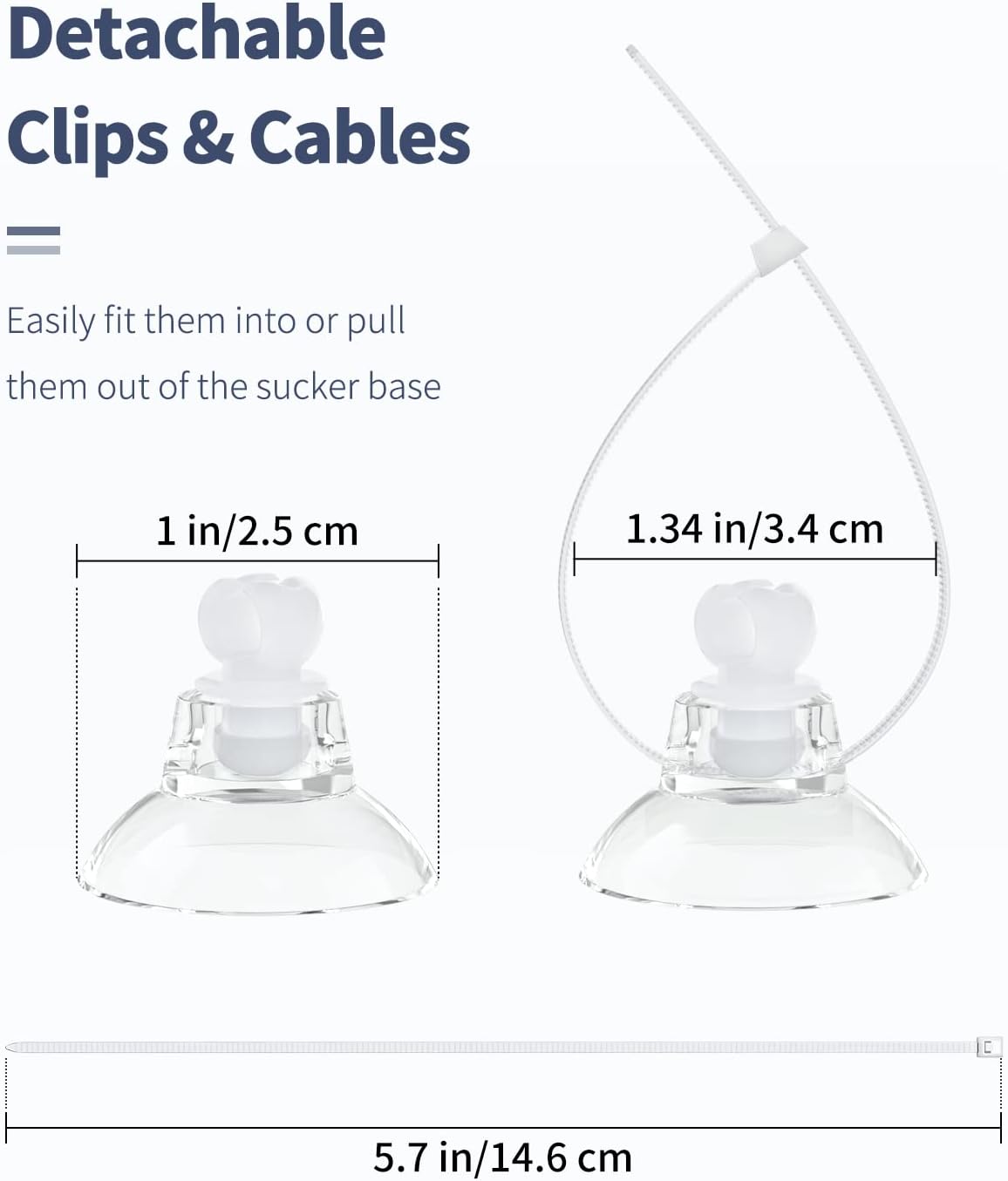 Pawfly 20 Pack Aquarium Suction Cups with Clips and Adjustable Zip Ties Cables Fish Tank Tools for Binding Moss Holding Airline Tubing Decorations Shrimp Nests and Reptile Hammocks