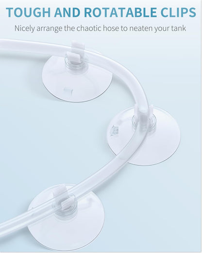 Pawfly Aquarium Suction Cup Clips for Standard 3/16" ID Airline Tubing Clear Air Hose Holder Clamp Accessories for Fish Tank Aeration Setup, 20 Pack