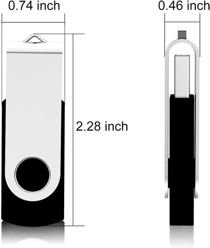 10Pcs 16GB USB Flash Drive Bulk Pack Thumb Drives, Bulk USB 2.0 Flash Drives Swivel Memory Stick 16G Jump Drive Pen Drive Zip Drive for Data Storage Photo Video File Music, Black