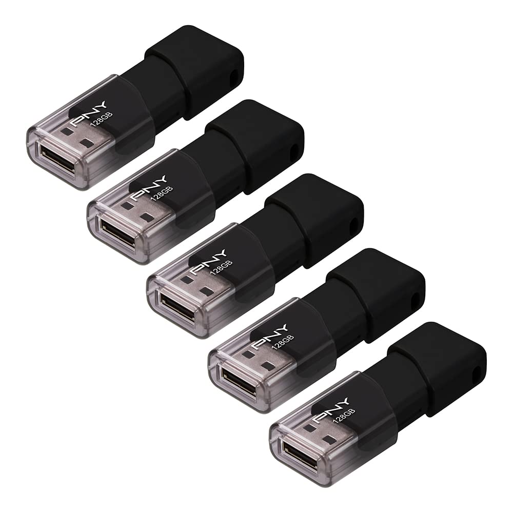 PNY P-FD128X5ATT03-MP 128GB Attaché 3 USB 2.0 Flash-Laufwerk, Schwarz (5er-Pack)
