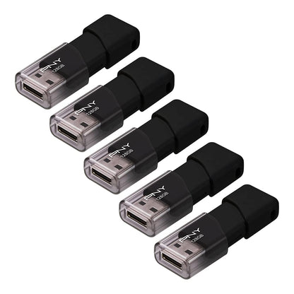 PNY P-FD128X5ATT03-MP 128GB Attaché 3 USB 2.0 Flash-Laufwerk, Schwarz (5er-Pack)