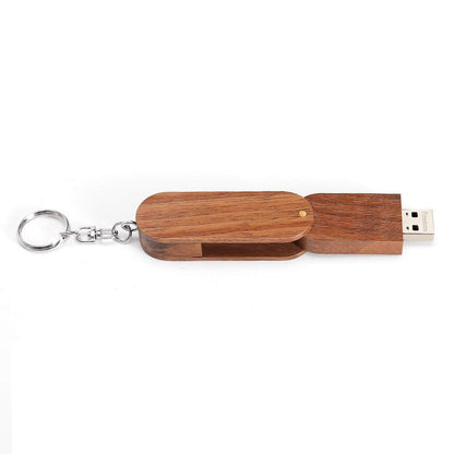Novelty Wooden USB 2.0 Flash Drive 64GB Data Storage Memory Stick USB Stick Rotate Pendrive with Wooden Box