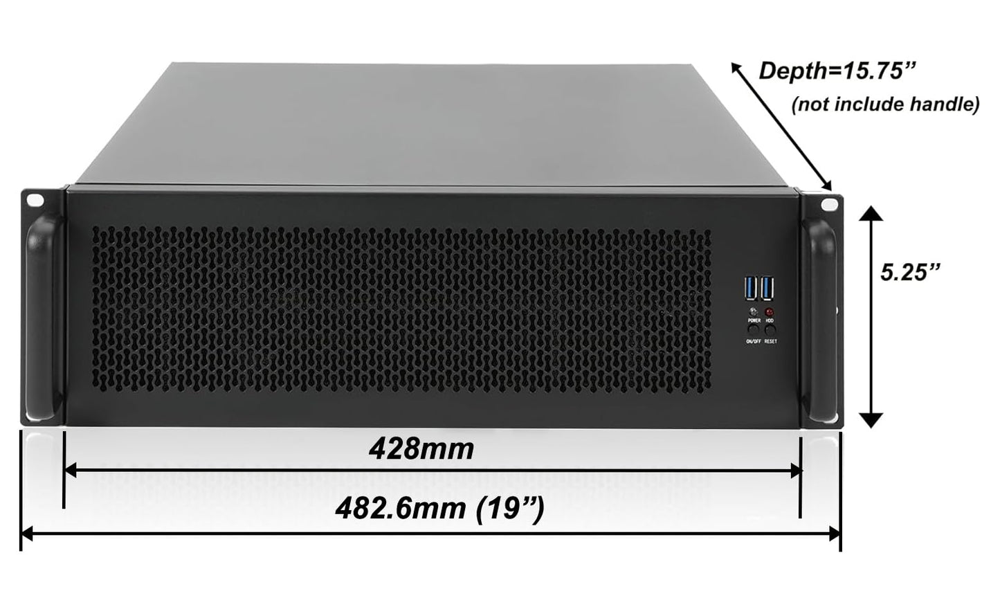RackChoice 3U rackmount Server Chassis Support Liquid Cooling Compatibility up to Elevated 360mm Radiator Support SFX PSU/ATX/MicroATX/Mini-ITX MB