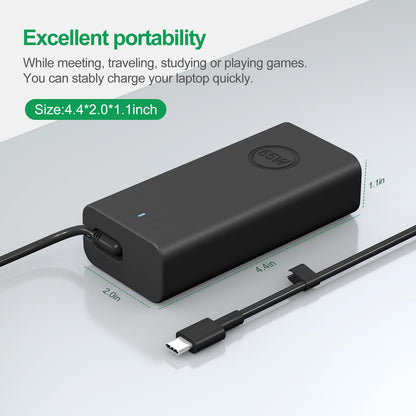 65W/45W Dell Laptop-Ladegerät USB-C für Latitude 5420, 5520, 5320, 5430, 5290, 7410, 7420, XPS 13, 9250, 9360, 9365, 9370, 9380, 9350, 9550, Chromebook 5190 (Netzteil Typ C) 
