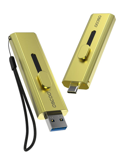 OSCOO 1TB External SSD, Up to 1000MB/s,Portable SSD Hard Drive, USB 3.2 Gen 2 Dual USB-C & USB-A Ports,Push-Pull Design,USB Drive for iPhone 15/16/17, Android, Mac, Laptop, Game Consoles, PS5