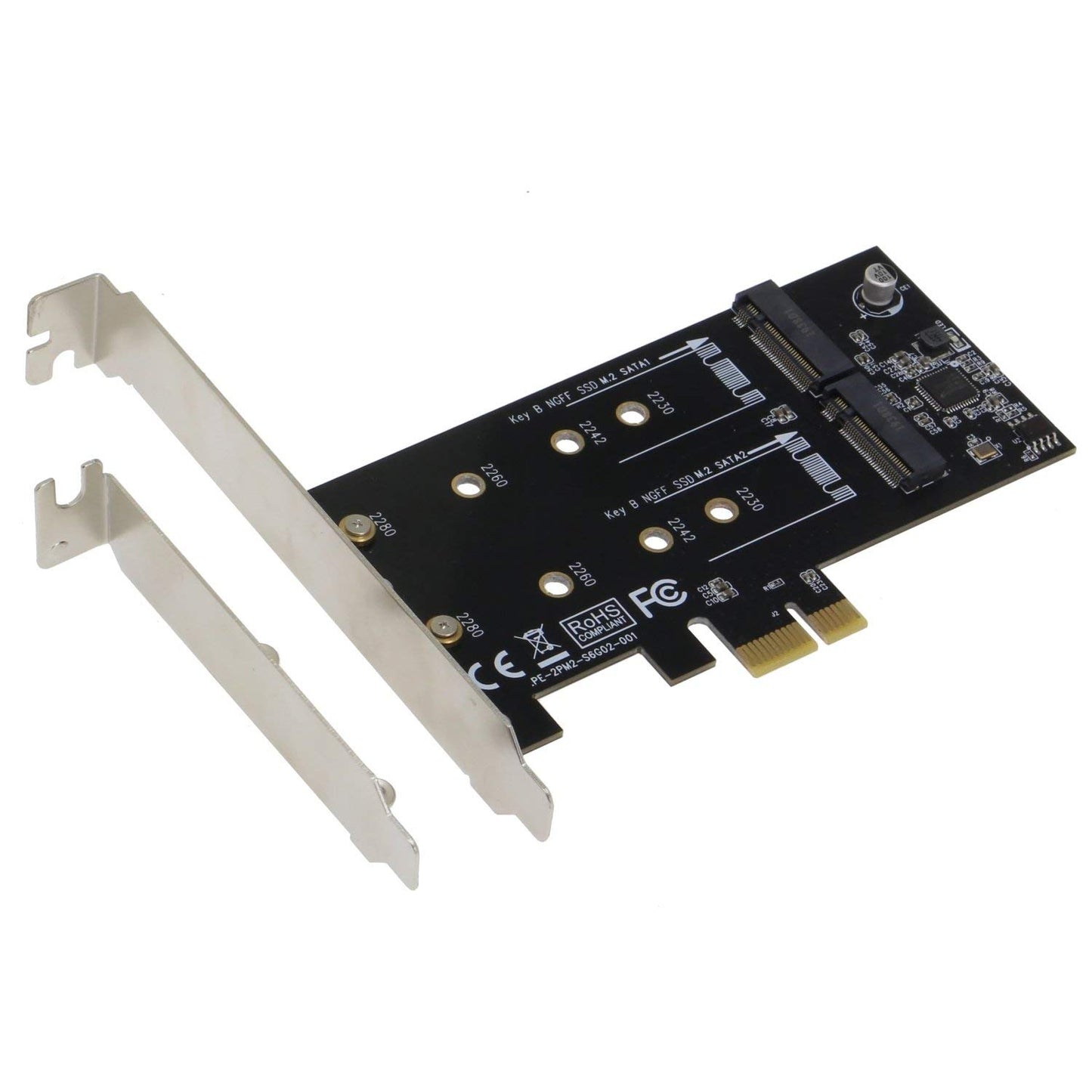 Sedna - PCI Express Dual M2 (Key B SATA 6G) SSD-Adapter mit Low-Profile-Halterung (SSD nicht im Lieferumfang enthalten)