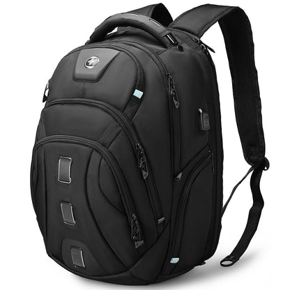 Swissdigital Design Men's Travel Laptop Backpack, Large Capacity TSA Friendly USB Charging RFID Protection Backpack for College and Business, Fits 17" Laptops Black | SD1644FB-01