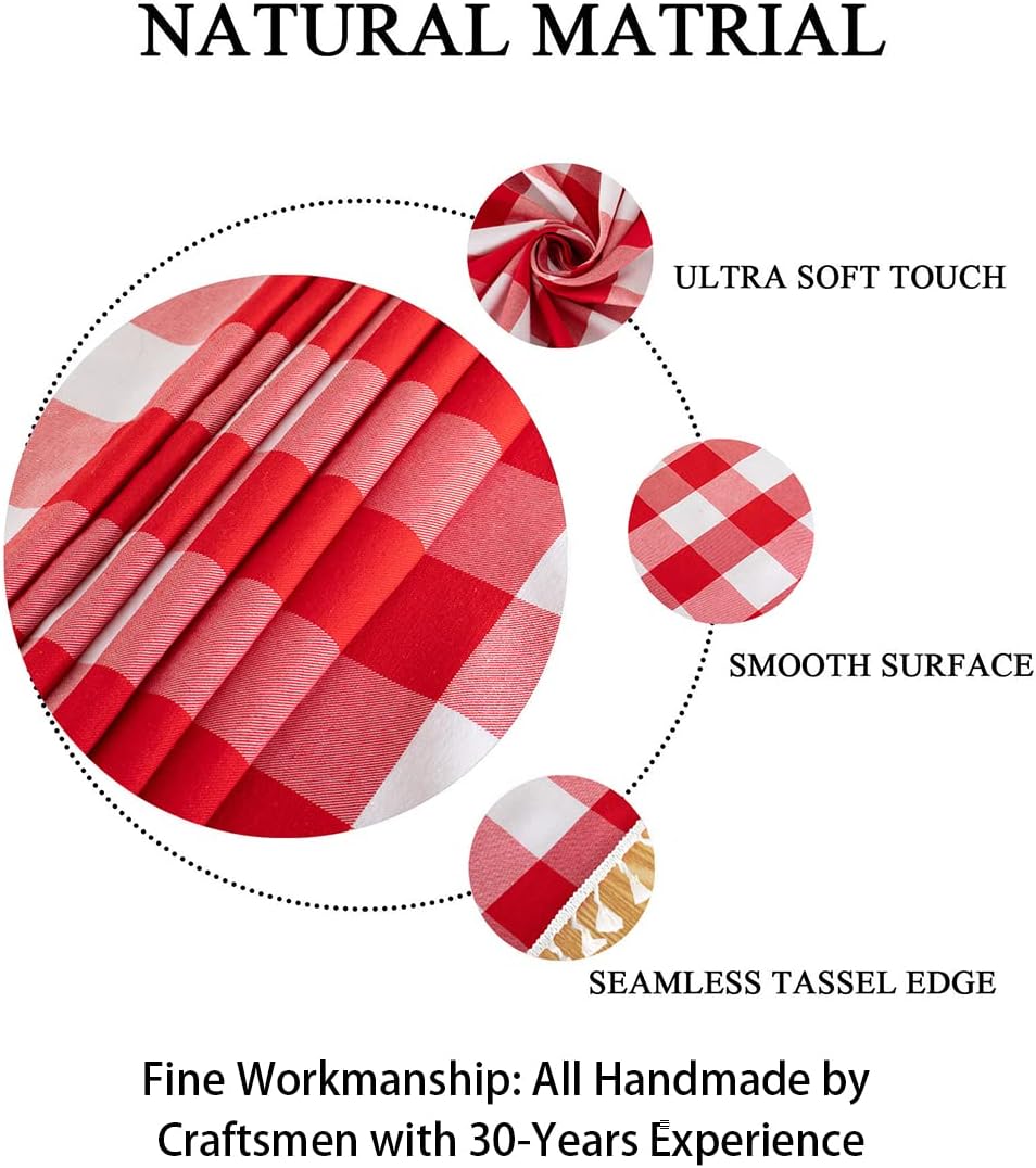 Buffalo Check Table Cover - 13''x72'' Red & White Cotton Checkered Plaid Table Runner for Farmhouse Dinners