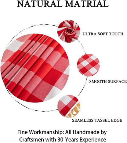 Buffalo Check Table Cover - 13''x72'' Red & White Cotton Checkered Plaid Table Runner for Farmhouse Dinners