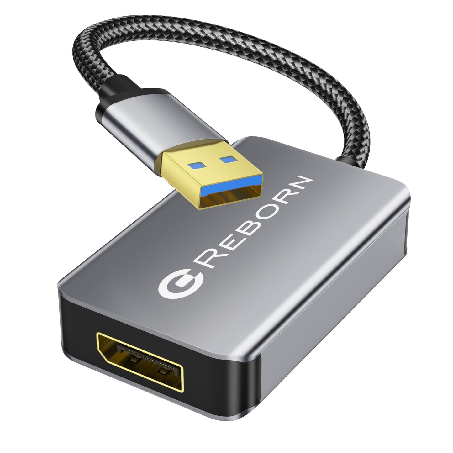 Reborn USB 3.0 to DisplayPort Adapter, 1080P@60Hz USB 3.0 Male to DisplayPort Female Multi-Display Cable Converter Suitable for MAC OS, Windows 7/8/10/11