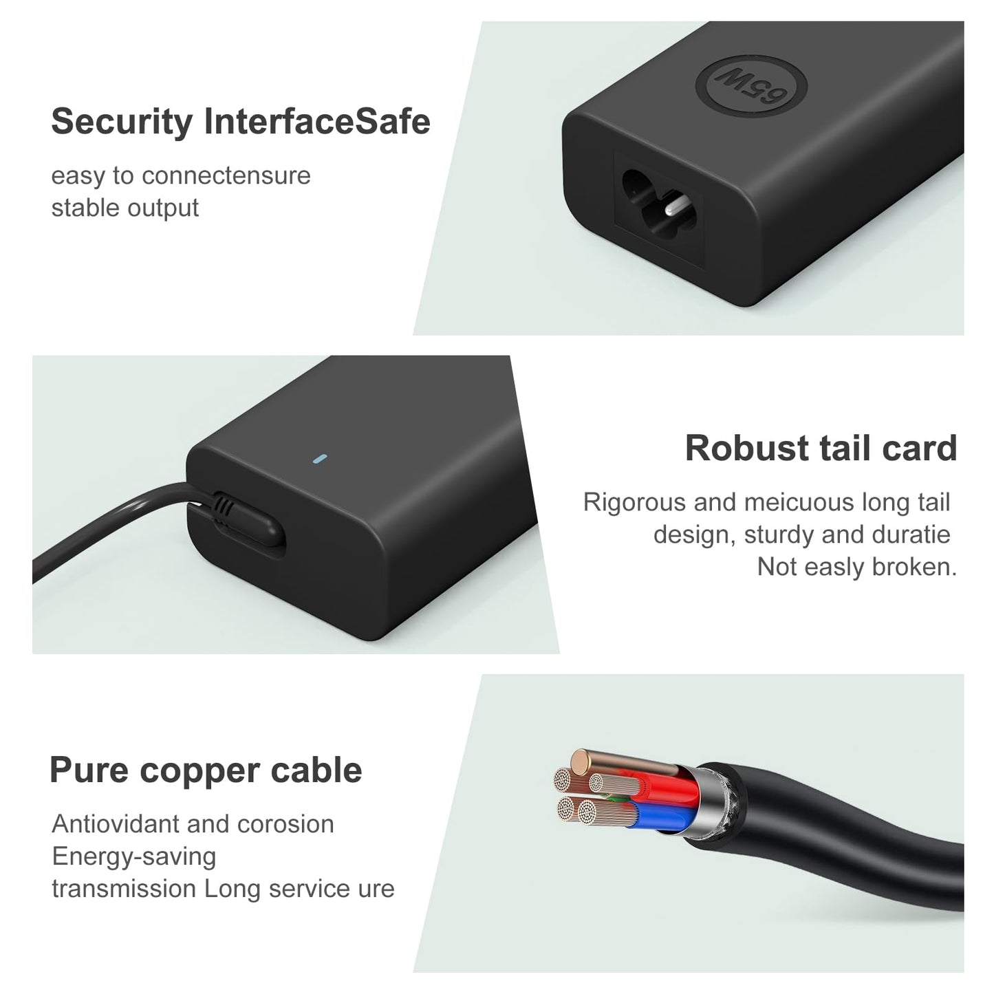 65W/45W Dell Laptop-Ladegerät USB-C für Latitude 5420, 5520, 5320, 5430, 5290, 7410, 7420, XPS 13, 9250, 9360, 9365, 9370, 9380, 9350, 9550, Chromebook 5190 (Netzteil Typ C) 