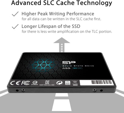 Silicon Power 128GB SSD 3D NAND A55 SLC Cache Performance Boost SATA III 2.5" 7mm (0.28") Internal Solid State Drive (SU128GBSS3A55S25AH)