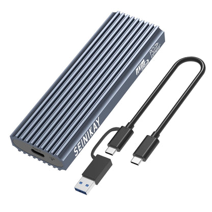 SEINIKAY M.2 NVME Enclosure, Tool-Free USB 3.2 Gen 2 (10 Gbps) to NVME Adapter with Heat Sink, 10Gbps Speed, Plug and Play, 16TB Expansion, with C-C to A Cable