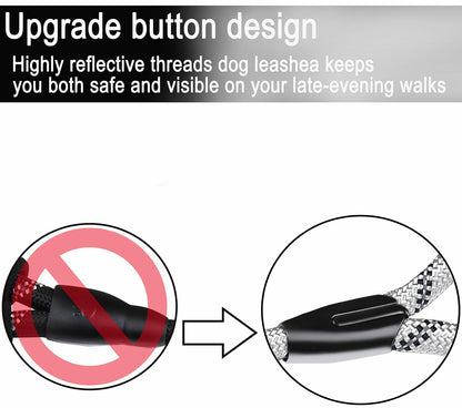 Hundeleine, 1,8 m lange, robuste Hundeleine, strapazierfähige Premium-Qualität, starke Seil-Schlupfleine mit komfortablem, gepolstertem Griff und hochreflektierenden Fäden für kleine, mittlere und große Hunde, (Schwarz) 