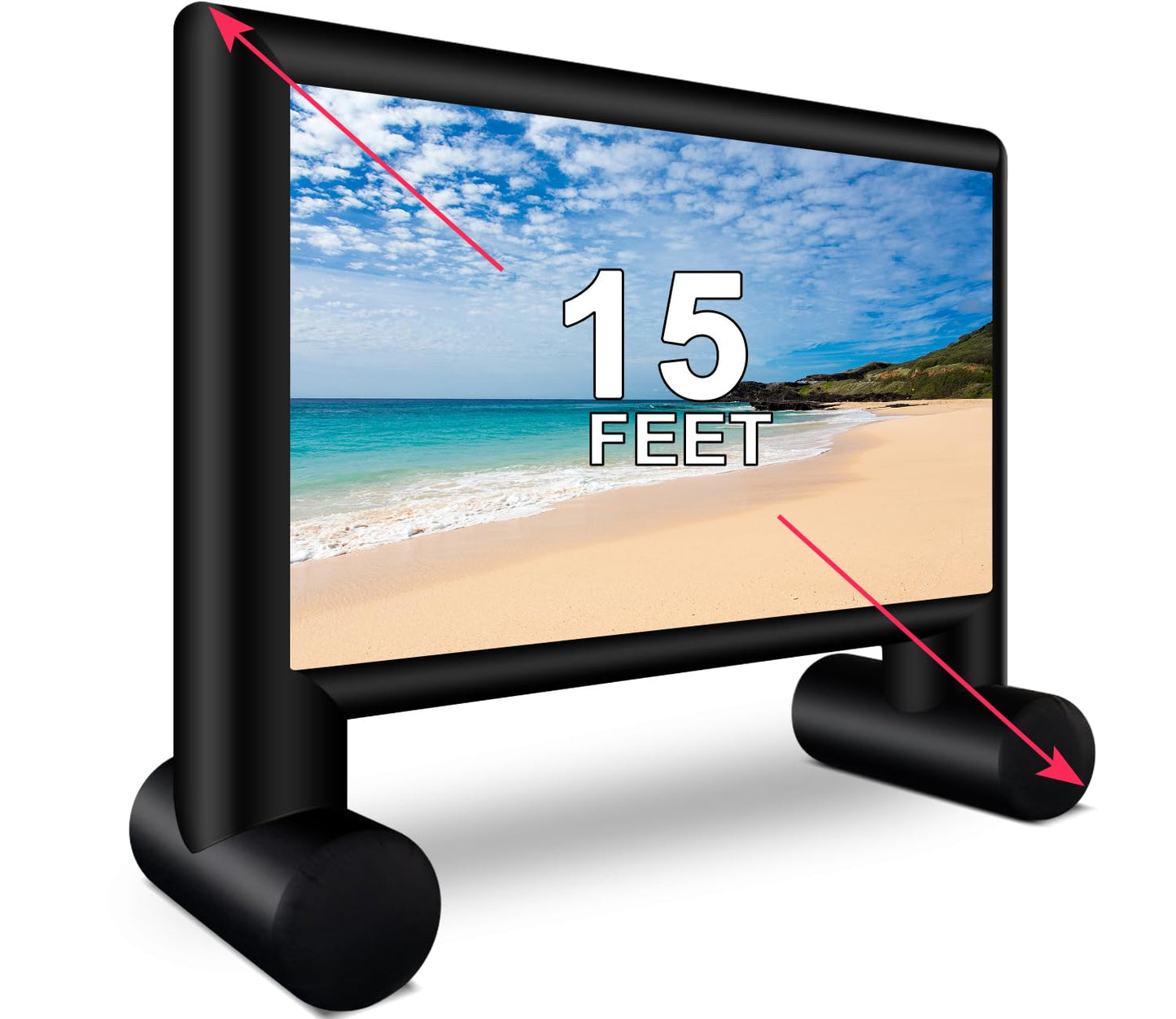 XHYCPY Aufblasbare Projektionsleinwand, 4,57 m (15 Fuß), inklusive Gebläse und Aufbewahrungstasche, einfacher Aufbau, Front- und Rückprojektion für Filmabende im Freien, perfekt für Garten und Pool