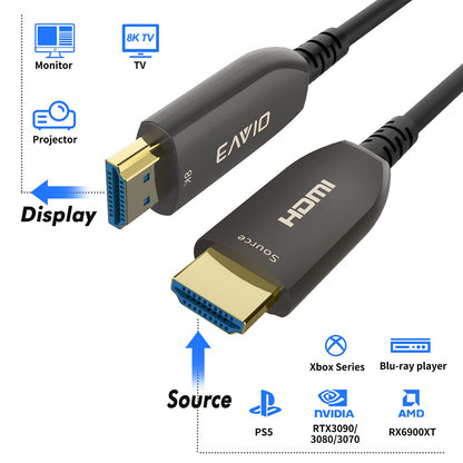 Fiber Optic HDMI Cable 100 Feet, HDMI 2.0, 18Gbps, Supports 4K@ 60Hz, 4:4:4/4:2:2/4:2:0, HDR10, Dolby Vision, HDCP2.2, ARC,3D,Slim and Flexible