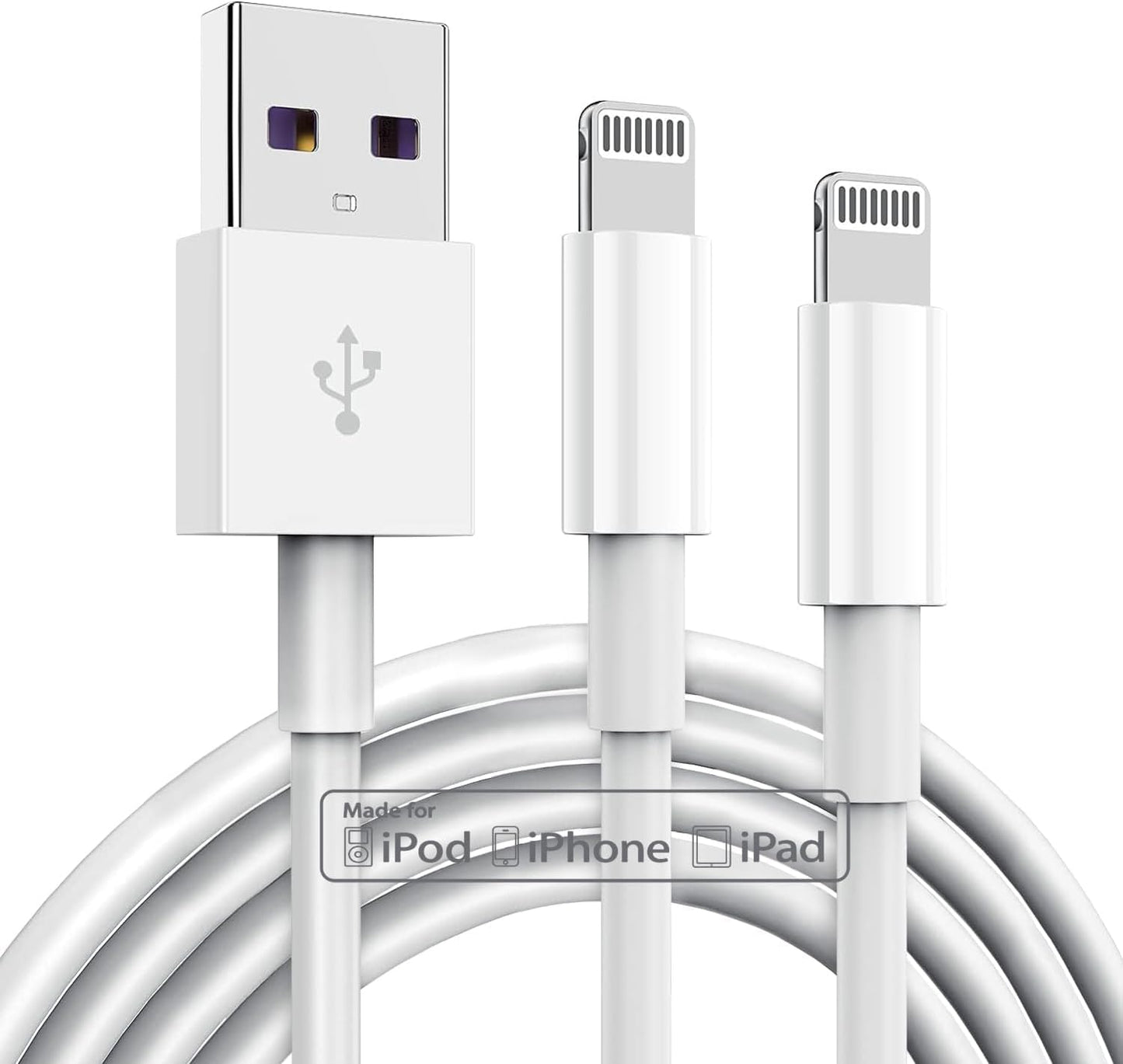 3 Pack Apple MFi Certified Charger Cable 6ft, Lightning to USB Cable Cord 6 Foot, 2.4A Fast Charging,Apple Phone Long Chargers for iPhone 13/12/11/11Pro/11Max/ X/XS/XR/XS Max/8/7/6