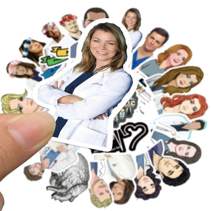 Aufkleber zur TV-Serie Grey's Anatomy – Lustiges 50er-Pack Aufkleber für Wasserflaschen, Thermosflaschen, Autos, Handys, Computer, Laptops – Niedliche, wasserfeste, ästhetische und trendige Aufkleber für Teenager und Mädchen