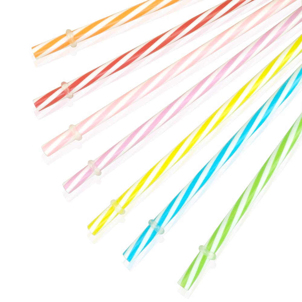 OKGD 100 Piece Reusable Hard Plastic Straws. BPA-Free, 9 Inch Long Stripe Drinking Straws, Outer Diameter 0.28 Inch